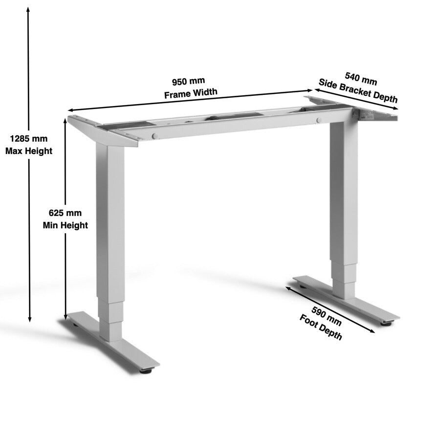 1m sit stand desk frame - Pacto - Product Dimensions