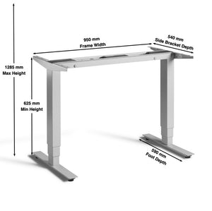 1m sit stand desk frame - Pacto - Product Dimensions