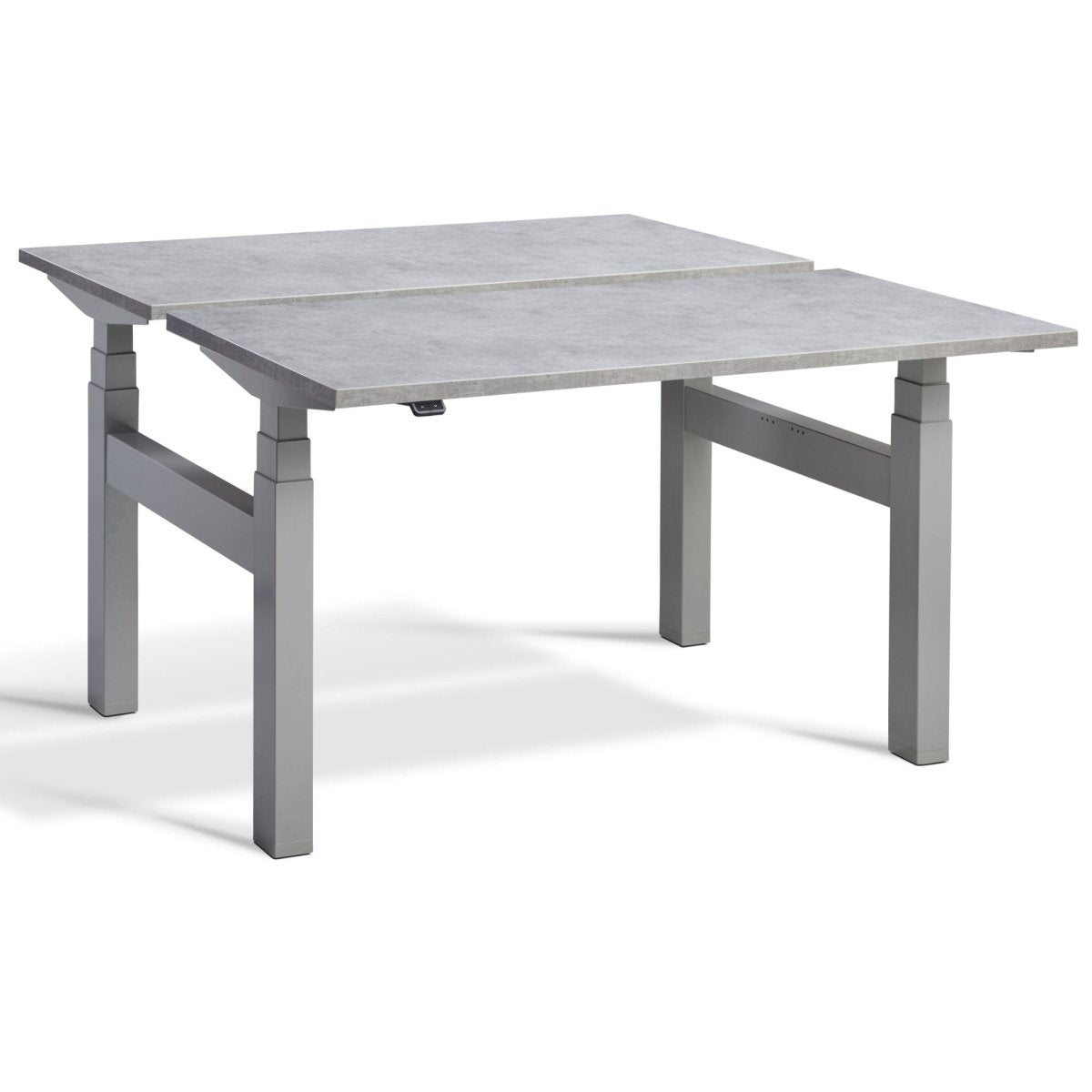 Duo Adjustable Desk Concrete Top Silver Frame