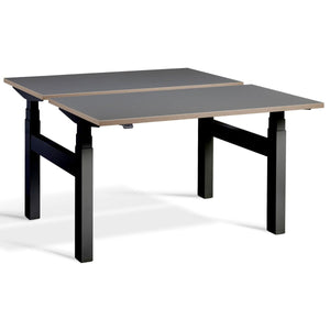 Duo Adjustable Desk Graphite Ply Edge Top Black Frame