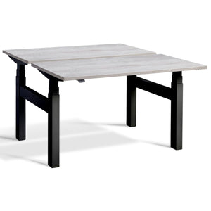 Duo Height Adjustable Workstation Cascina Pine Top Black Frame