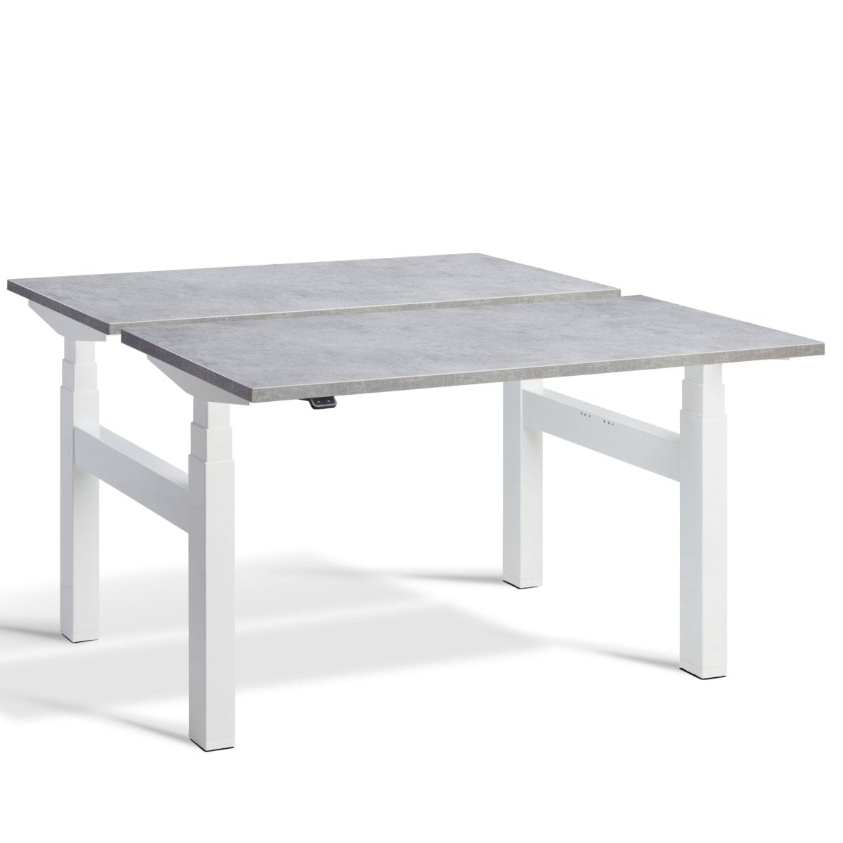 Duo Height Adjustable Workstation Concrete Top White Frame