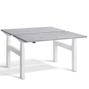 Duo Height Adjustable Workstation Concrete Top White Frame