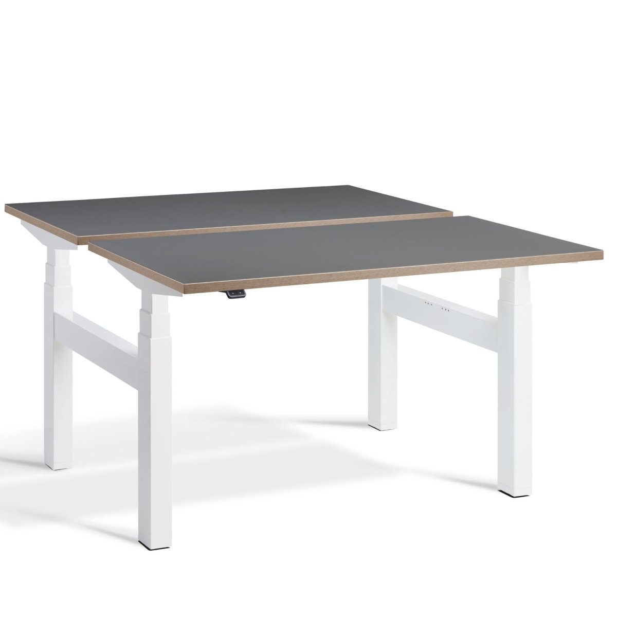 Duo Height Adjustable Workstation Graphite Ply Edge Top White Frame