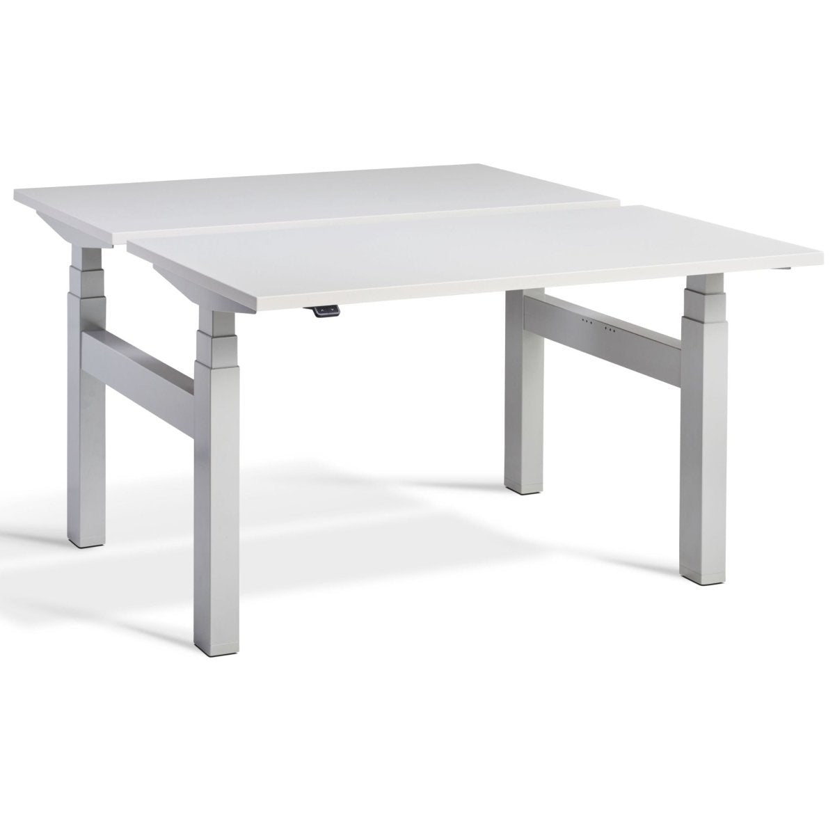 Duo Height Adjustable Workstation Grey  Top Silver Frame