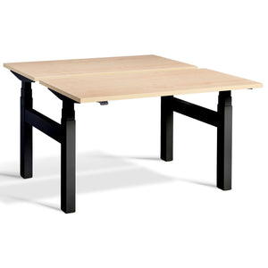 Duo Height Adjustable Workstation Maple Top Black Frame
