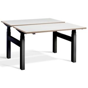 Duo Height Adjustable Workstation White Ply Edge Top Black Frame