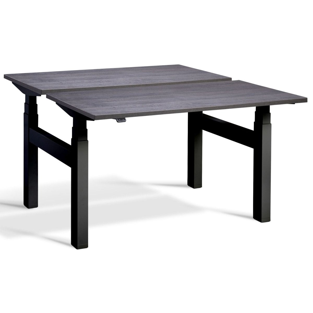 Duo Sit Stand Desk Anthracite Sherman Oak Top Black Frame