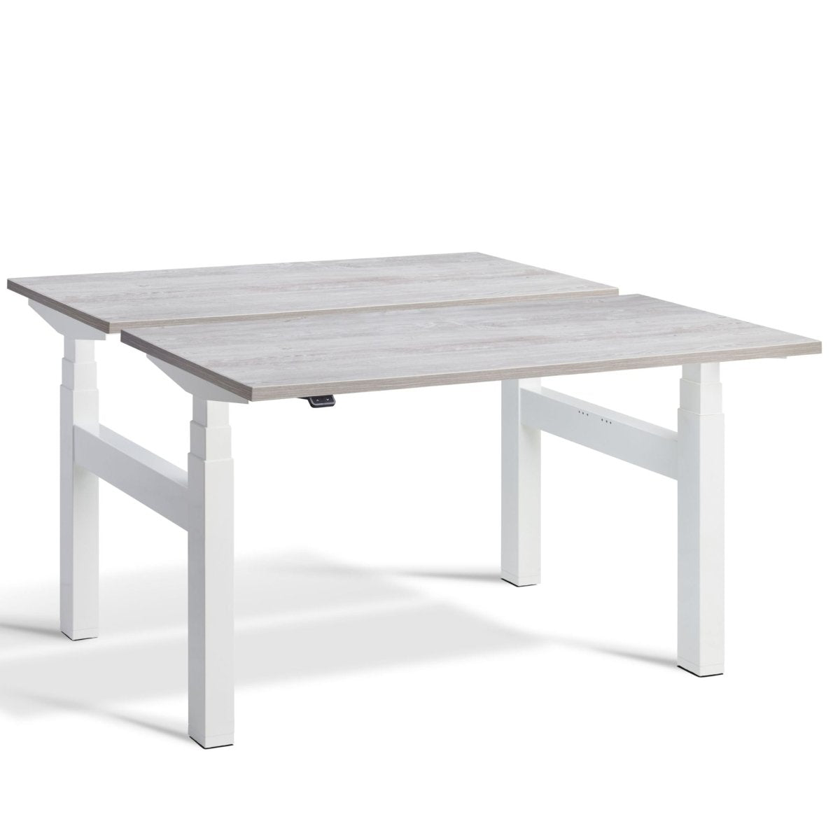 Duo Sit Stand Desk Cascina Pine Top White Frame