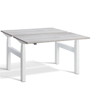 Duo Sit Stand Desk Cascina Pine Top White Frame