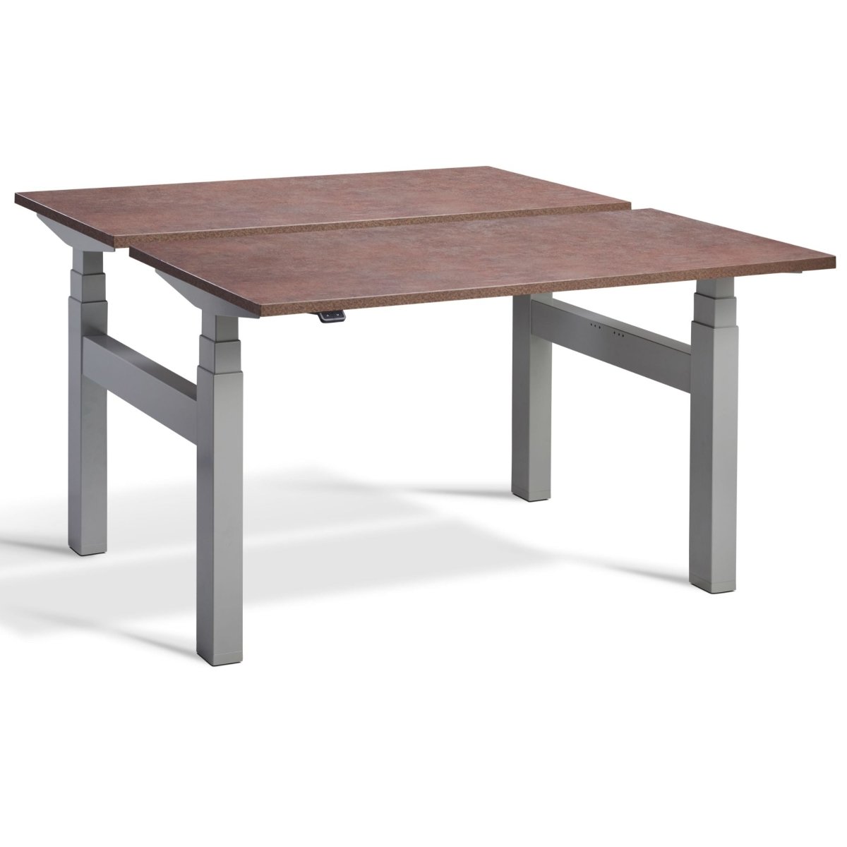 Duo Sit Stand Desk Ferro Bronze Top Silver Frame