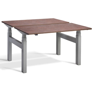 Duo Sit Stand Desk Ferro Bronze Top Silver Frame