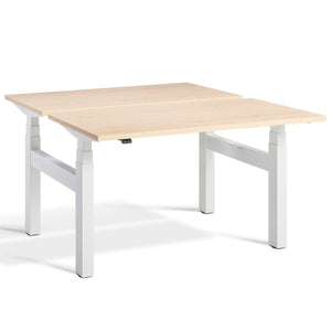 Duo Sit Stand Desk Maple Top White Frame