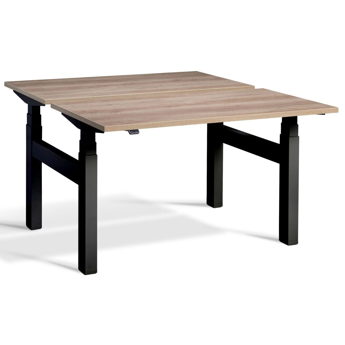 Duo Sit Stand Desk Nebraska Oak Top Black Frame