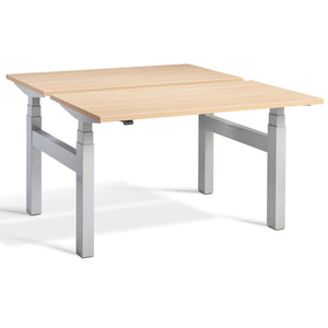 Duo Sit Stand Desk Oak Top Silver Frame