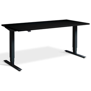 Lavoro Advance electric sit stand desk frame with black top fitted viewed from the front