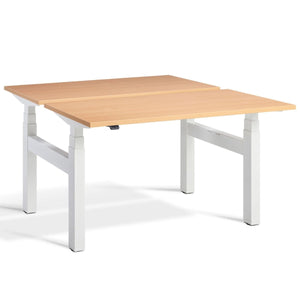 Lavoro Dual Standing Desk Beech Top White Frame