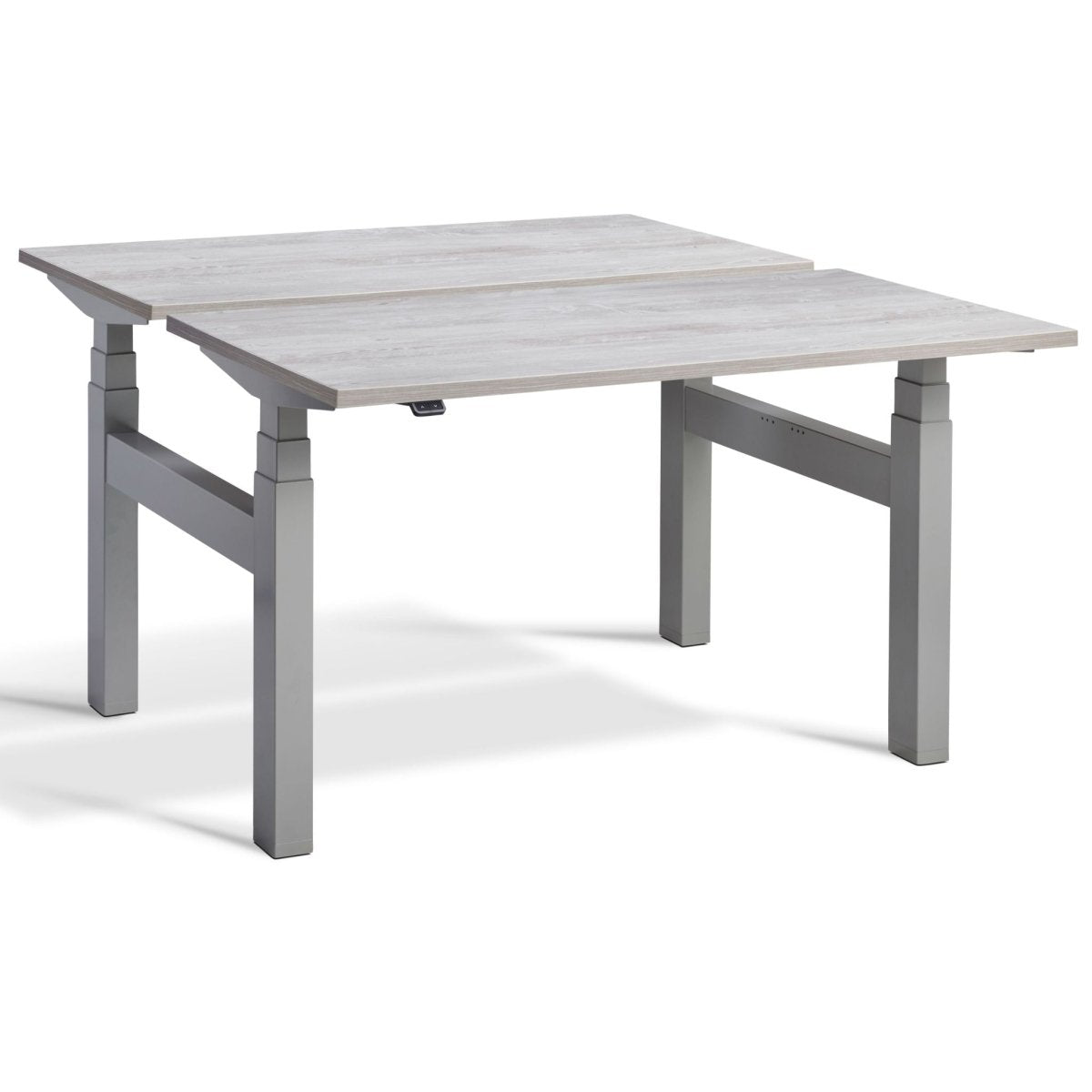 Lavoro Dual Standing Desk Cascina Pine Top Silver Frame