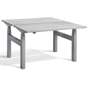 Lavoro Dual Standing Desk Cascina Pine Top Silver Frame