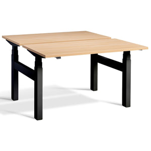 Lavoro Dual Standing Desk Oak Top Black Frame