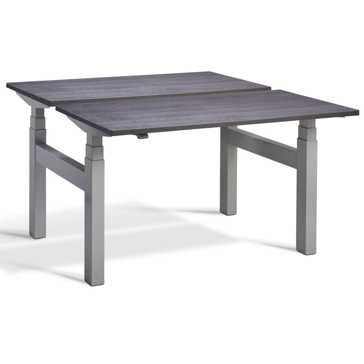 Lavoro Duo Standing Desk Anthracite Sherman Oak Top Silver Frame