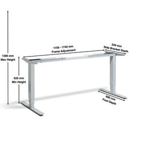 Dimensions of the Masta standing desk frame
