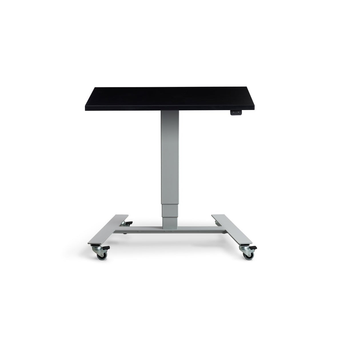 Single leg sit stand desk frame - With Sample Black Desk Top
