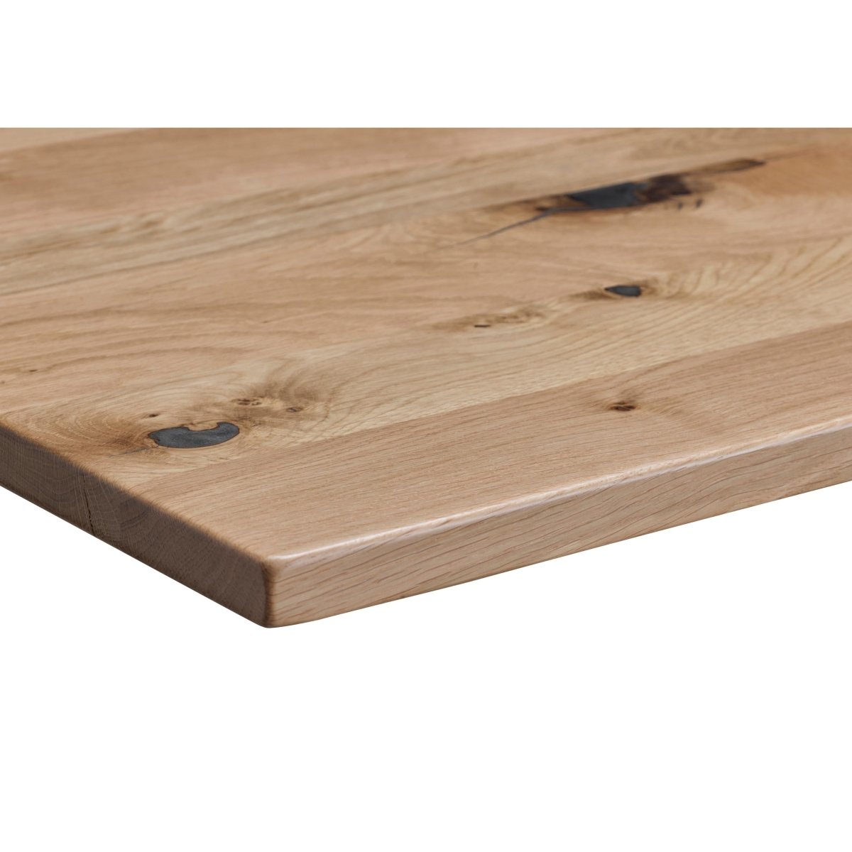 Solid Wood Corner Sit Stand Desk - Solid Oak Top Corner View