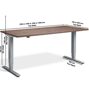 Walnut Standing Desk - Product Dimensions