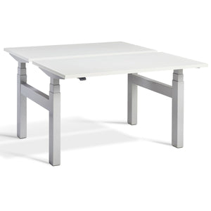 Dual Standing Desk White Silver Frame