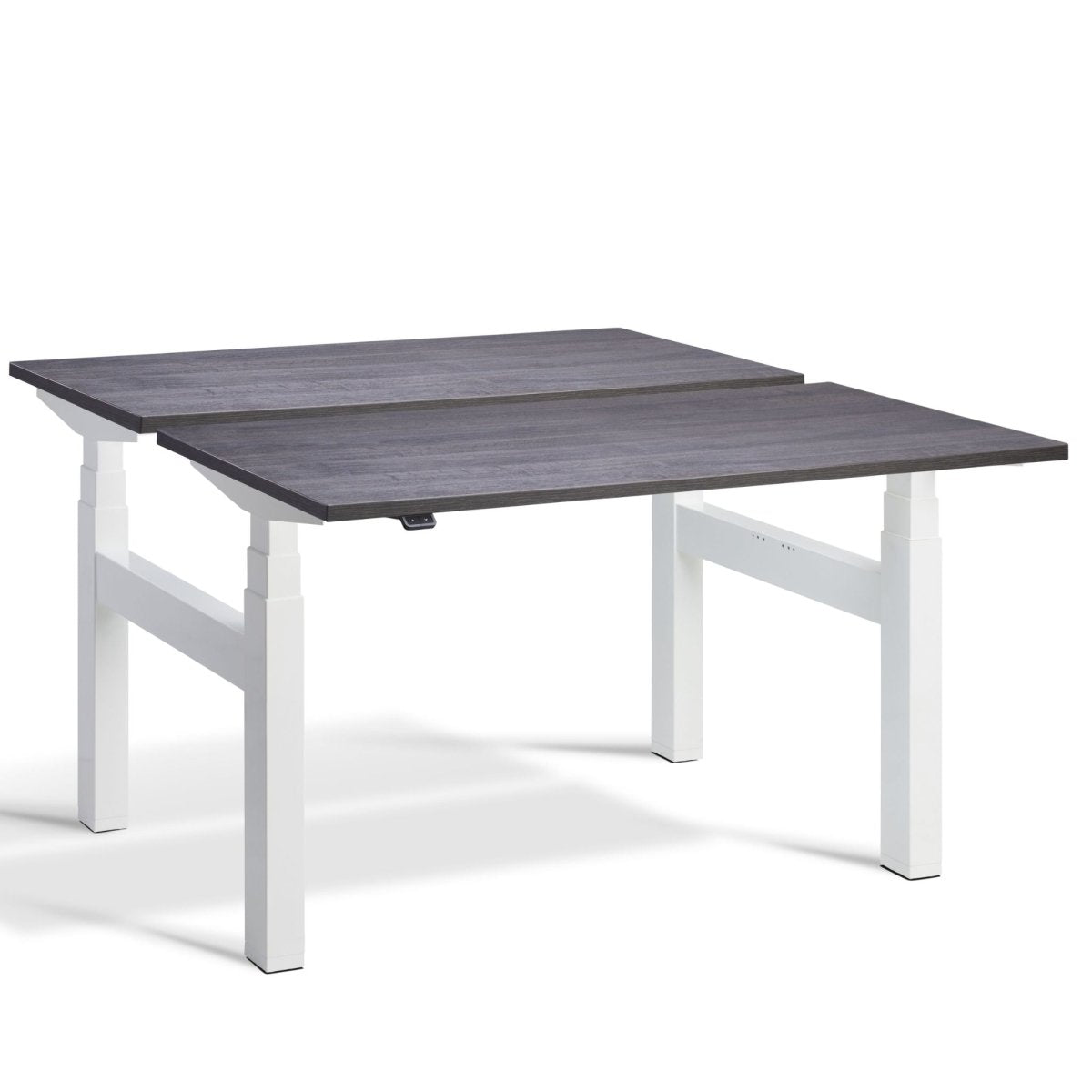 Dual Standing Desk Anthracite Sherman Oak White Frame