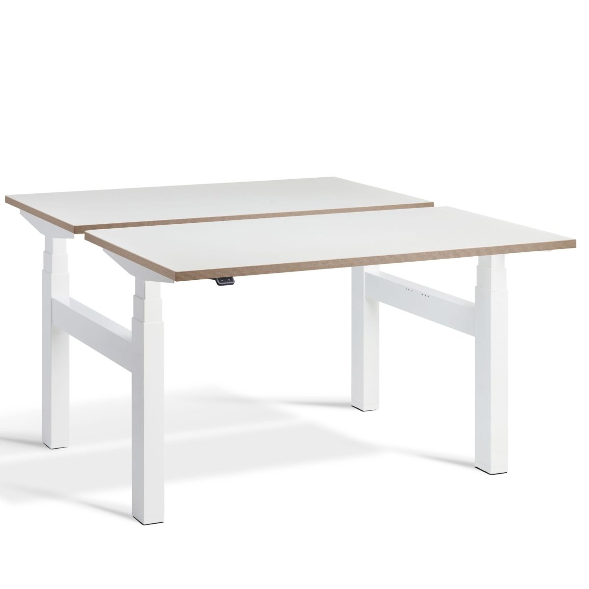 Dual Standing Desk White Ply Edge White Frame