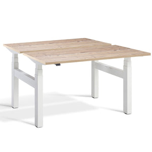 Dual Standing Desk Timber White Frame