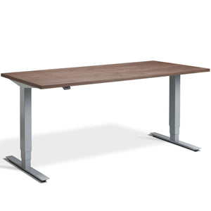 Walnut real wood veneer Masta standing desk with silver frame