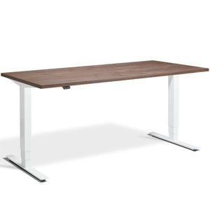 Walnut real wood veneer Masta standing desk with white frame