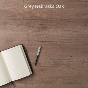 grey nebraska oak desk table top sample in close up