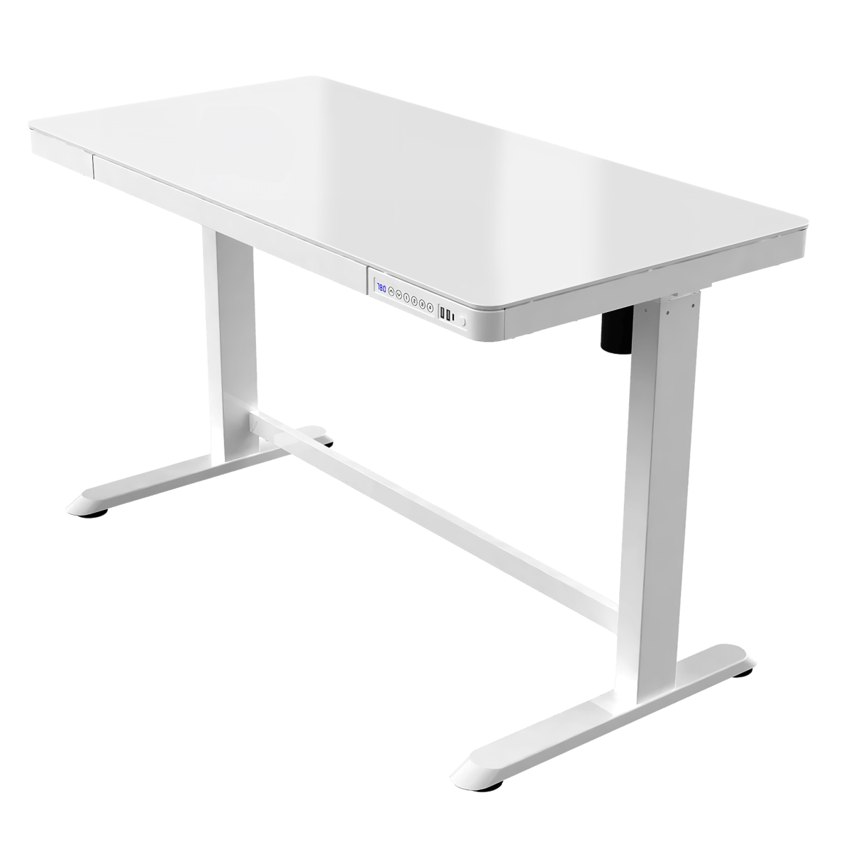 Glass desk adjustable deals height