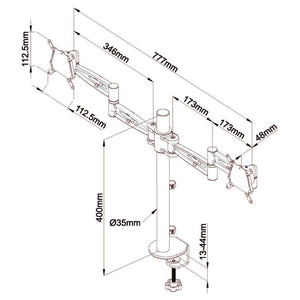 Metalicon Kardo Dual Monitor Arm Dimensions