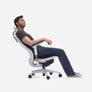 Koplus Symbian executive office chair in white with white base in use