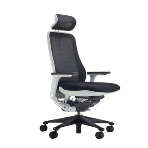 Koplus Symbian executive office chair in white with black base front and side view