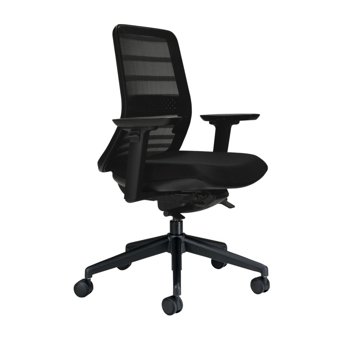 Koplus Tonique office chair - black frame and back with black base - side view
