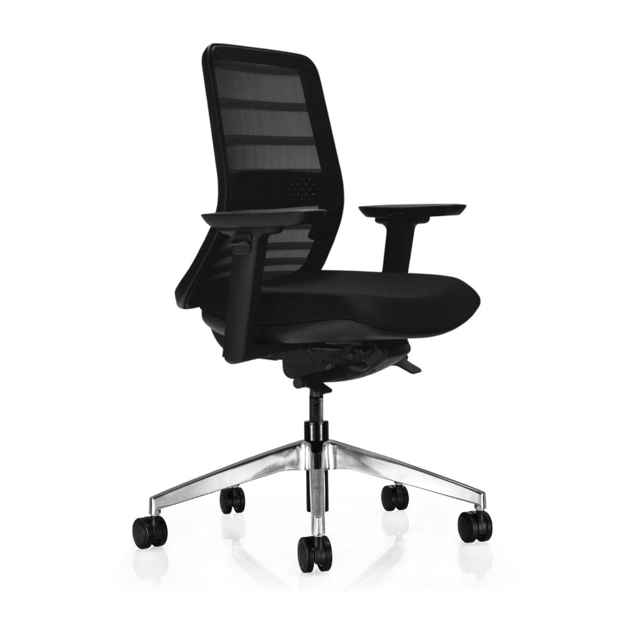Koplus Tonique chair - black frame and back with polished base - side view