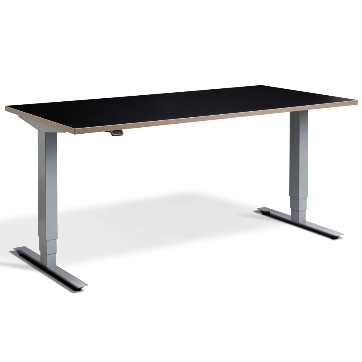 Masta Electrically Height Adjustable Desk - Silver Frame Black Ply Edge Top