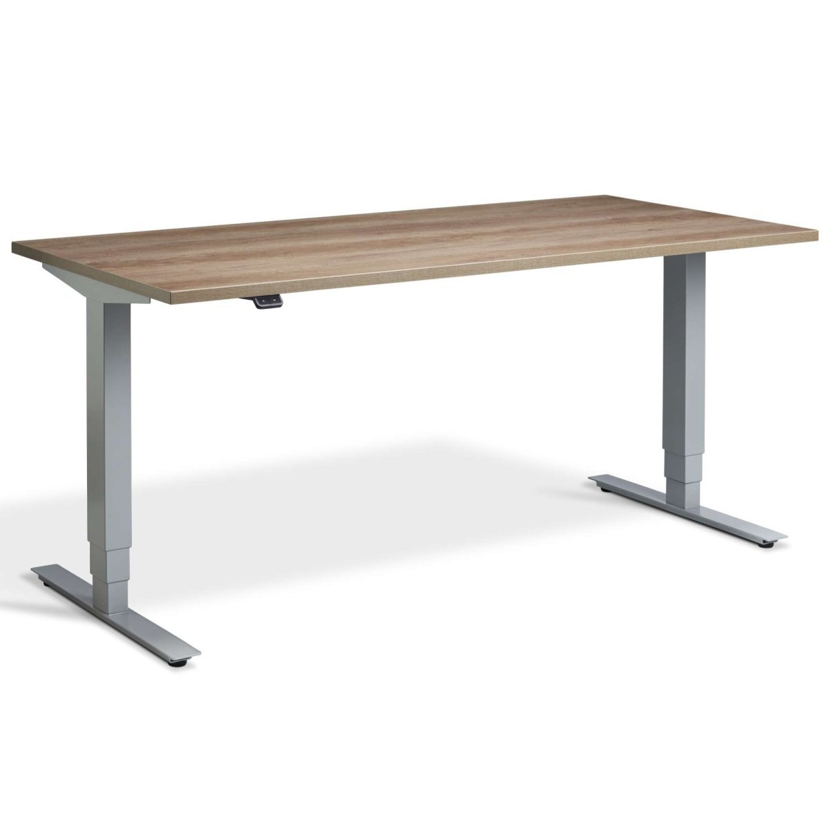 Masta Electrically Height Adjustable Desk - Silver Frame Grey Nebraska Oak Top