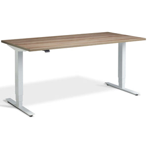 Masta Electrically Height Adjustable Desk - White Frame Grey Nebraska Oak Top