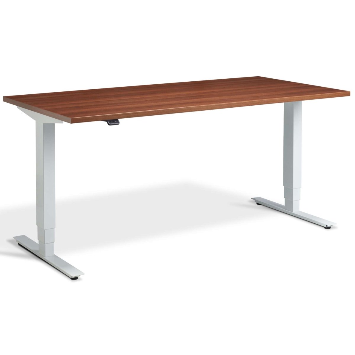 Masta Electrically Height Adjustable Desk - White Frame Natural Dijon Walnut Top