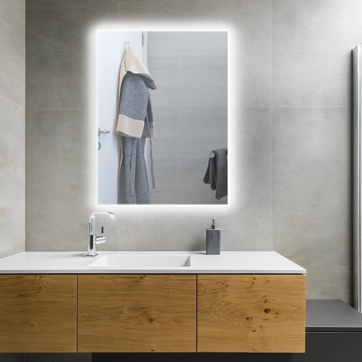 Mirror Heater - Milano LED Backlit Infrared Mirrored Heating Panel | Savv-e  Work Store