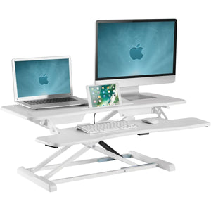 Sit Stand Desk Converter Lifestyle White