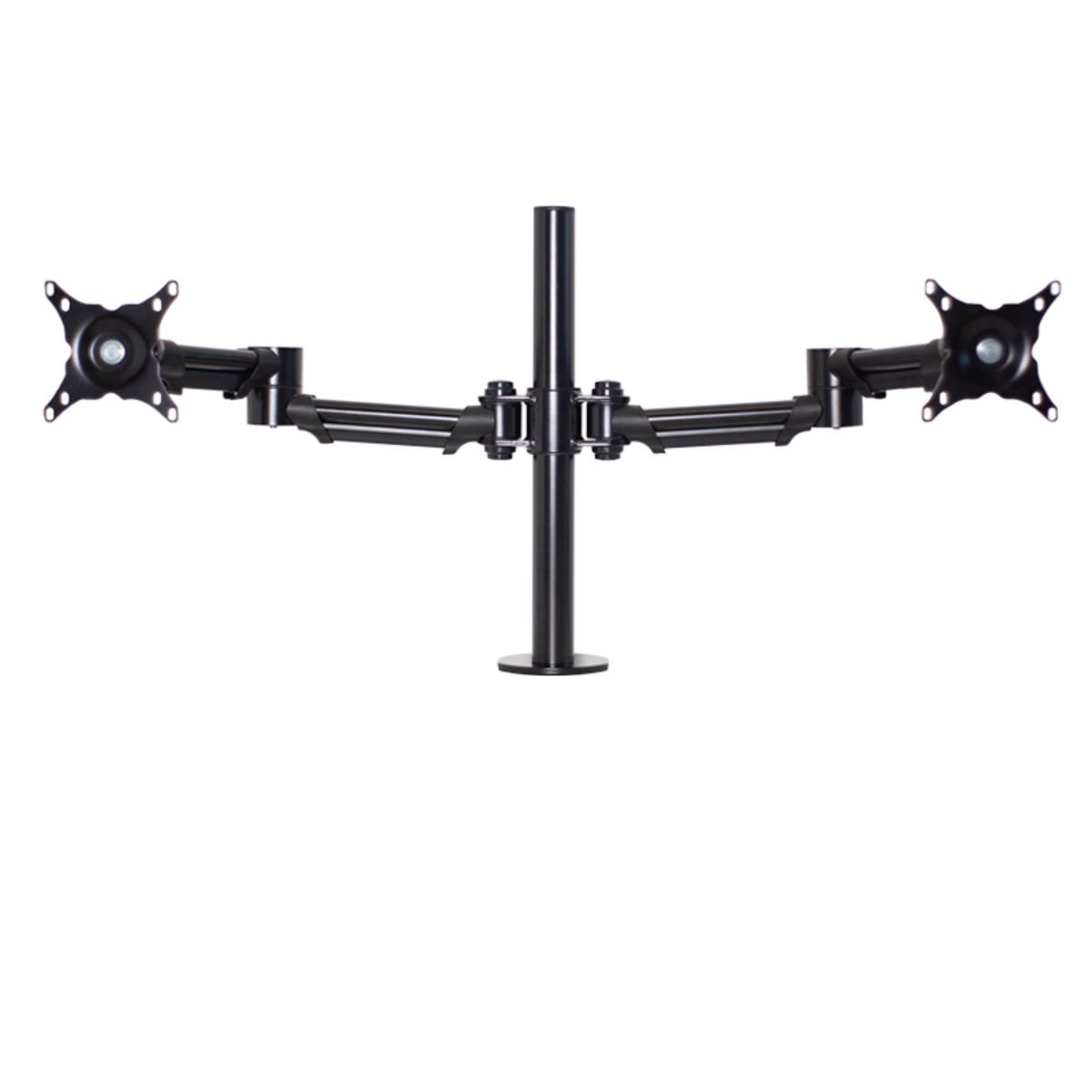 dual screen monitor arm in black front view