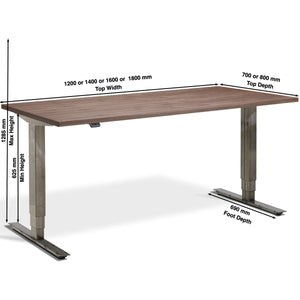 Walnut Veneer Smyth Standing Desk Dimensions